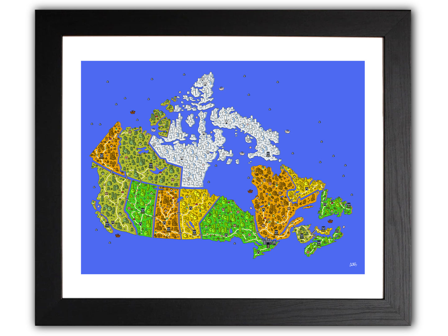 Canada map with videogame icons