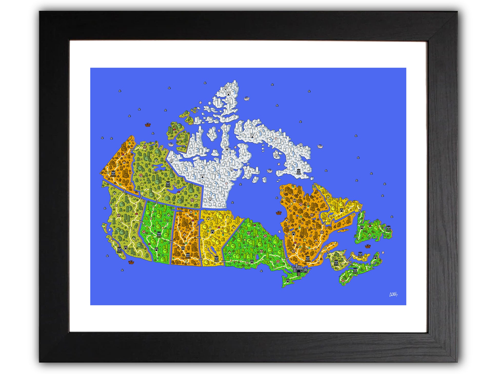 Canada map with videogame icons