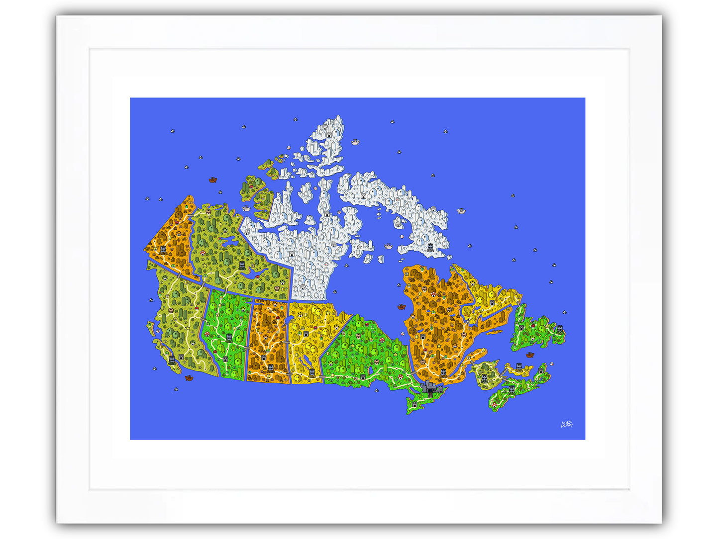 Canada map with videogame icons