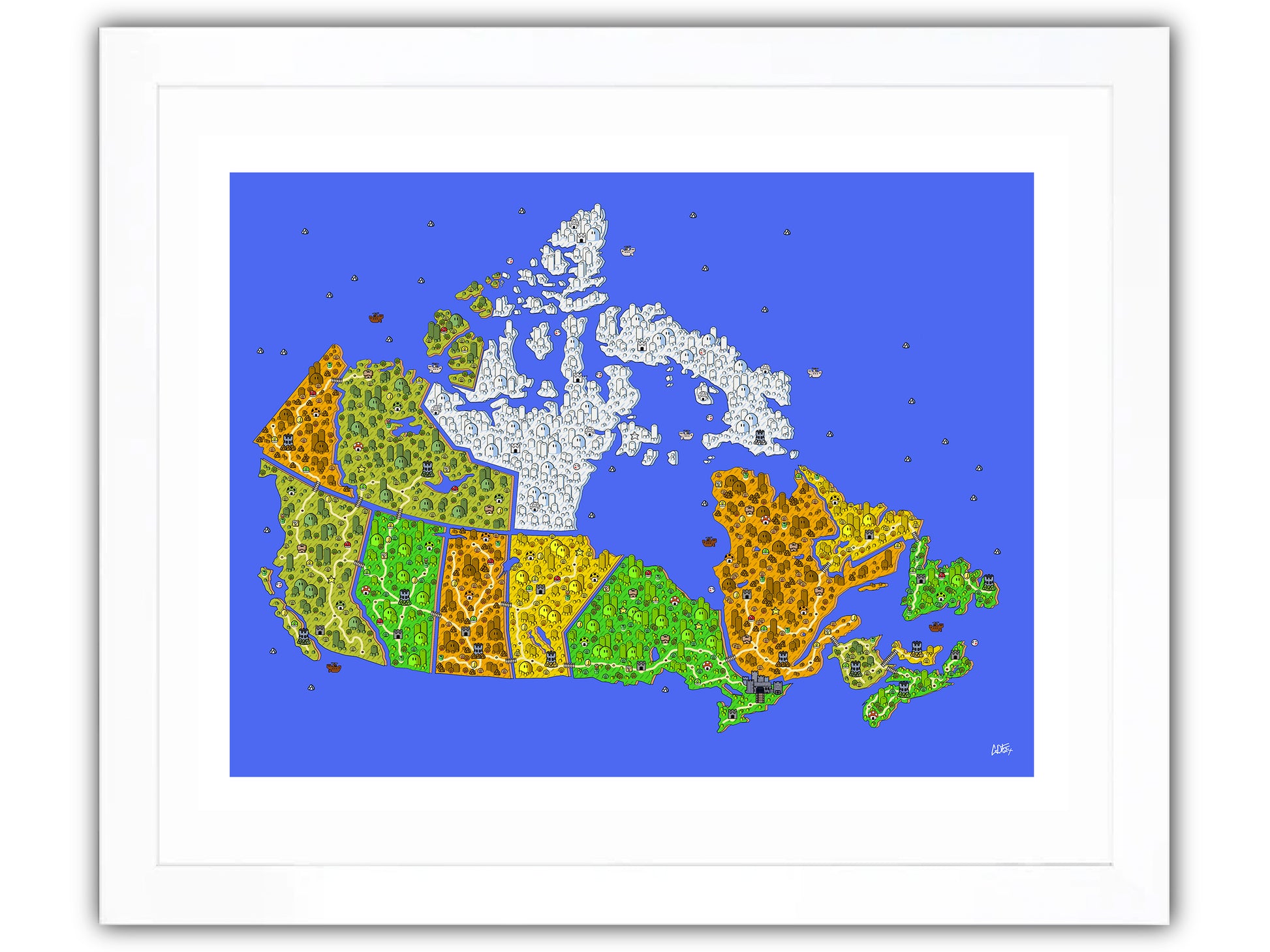 Canada map with videogame icons
