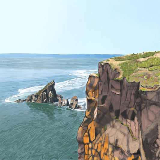 Illustration of Cape Split, ocean cliffs