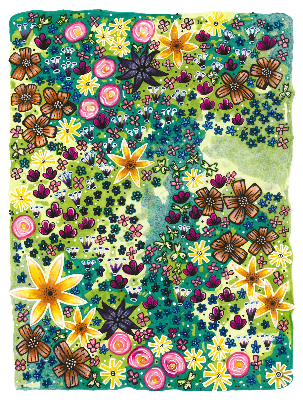 Illustration of a field of flowers, abstract