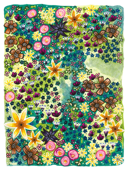 Illustration of a field of flowers, abstract