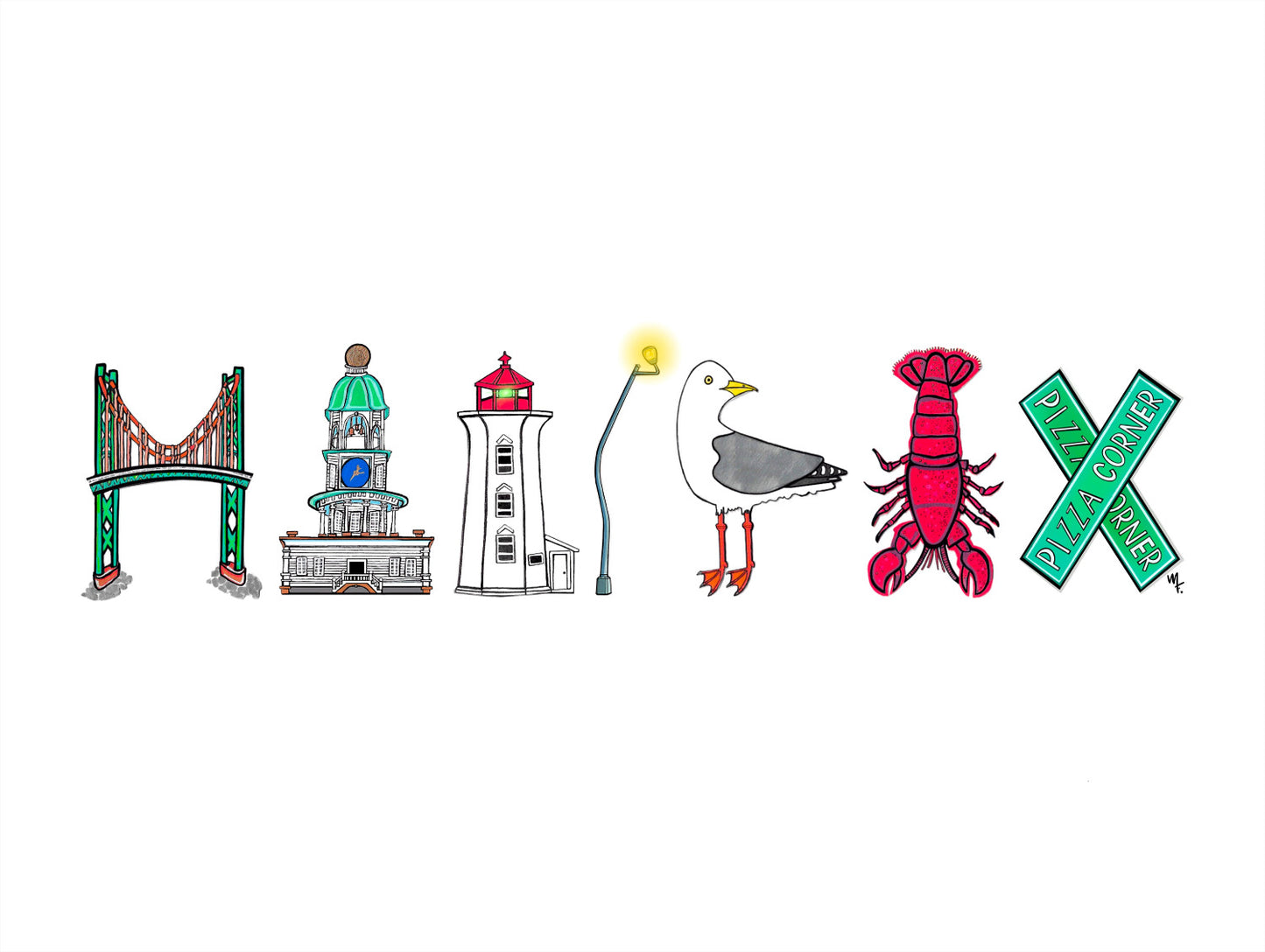 Halifax spelled out with local icons