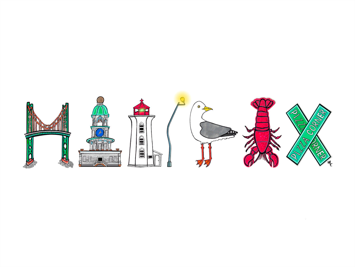 Halifax spelled out with local icons