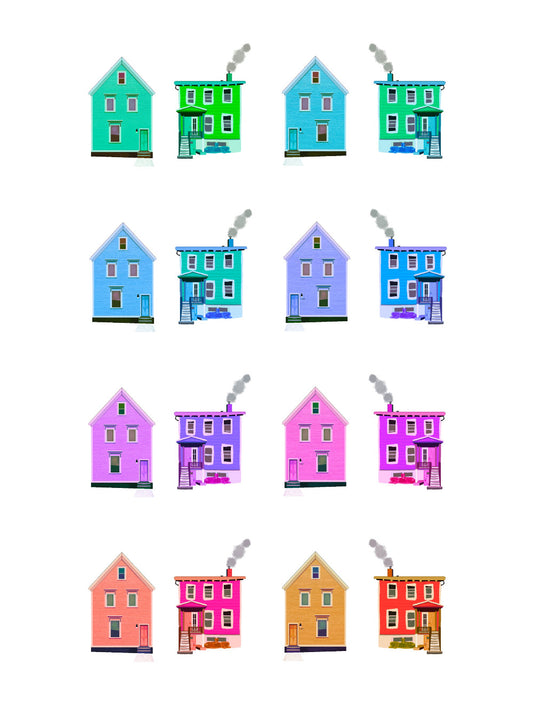 Grid of colourful houses