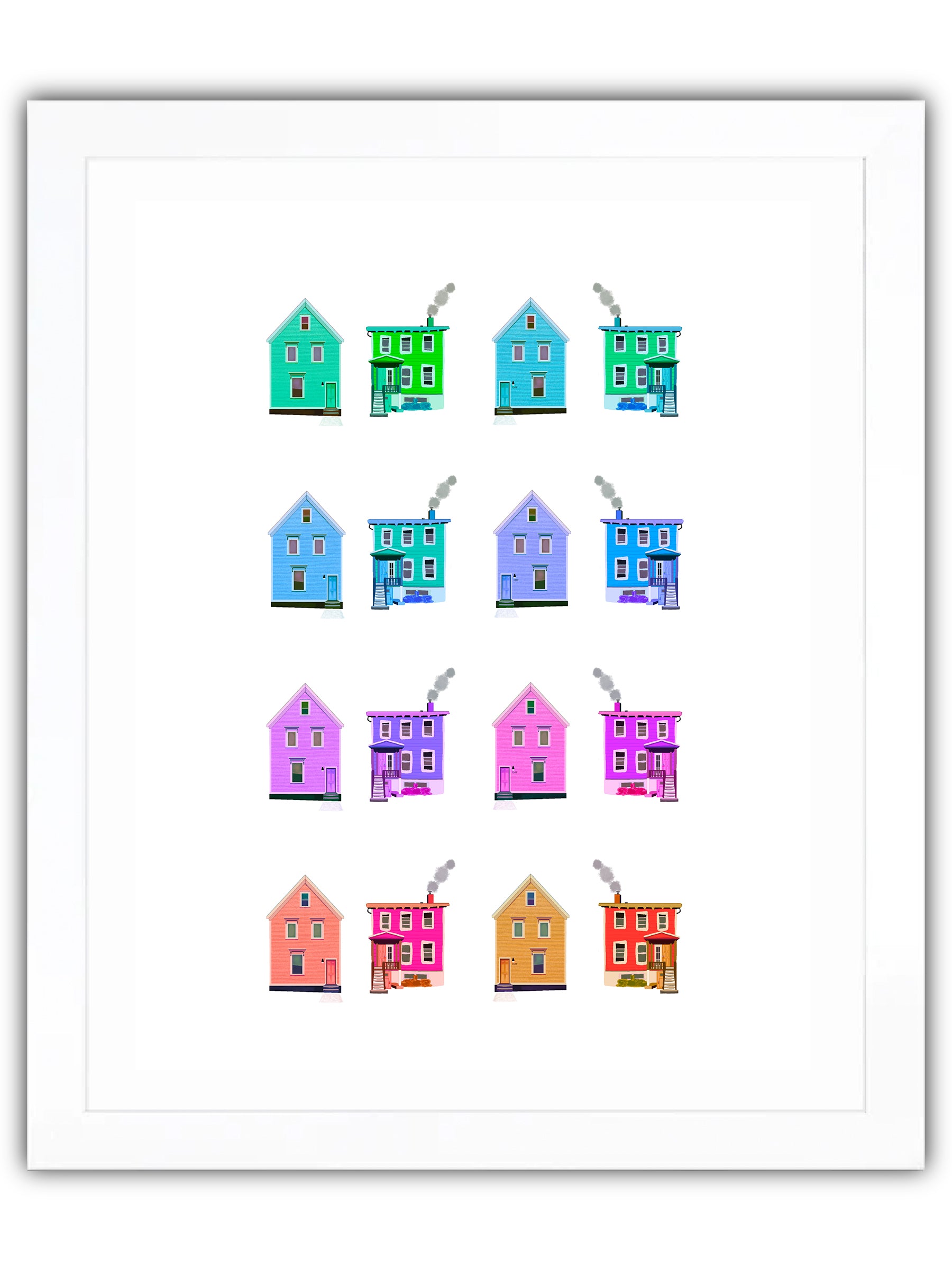 Grid of colourful houses