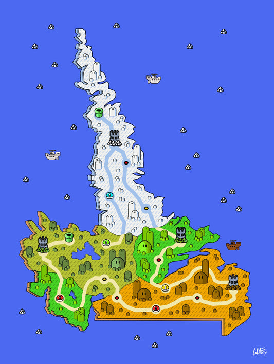 Labrador map with videogame icons