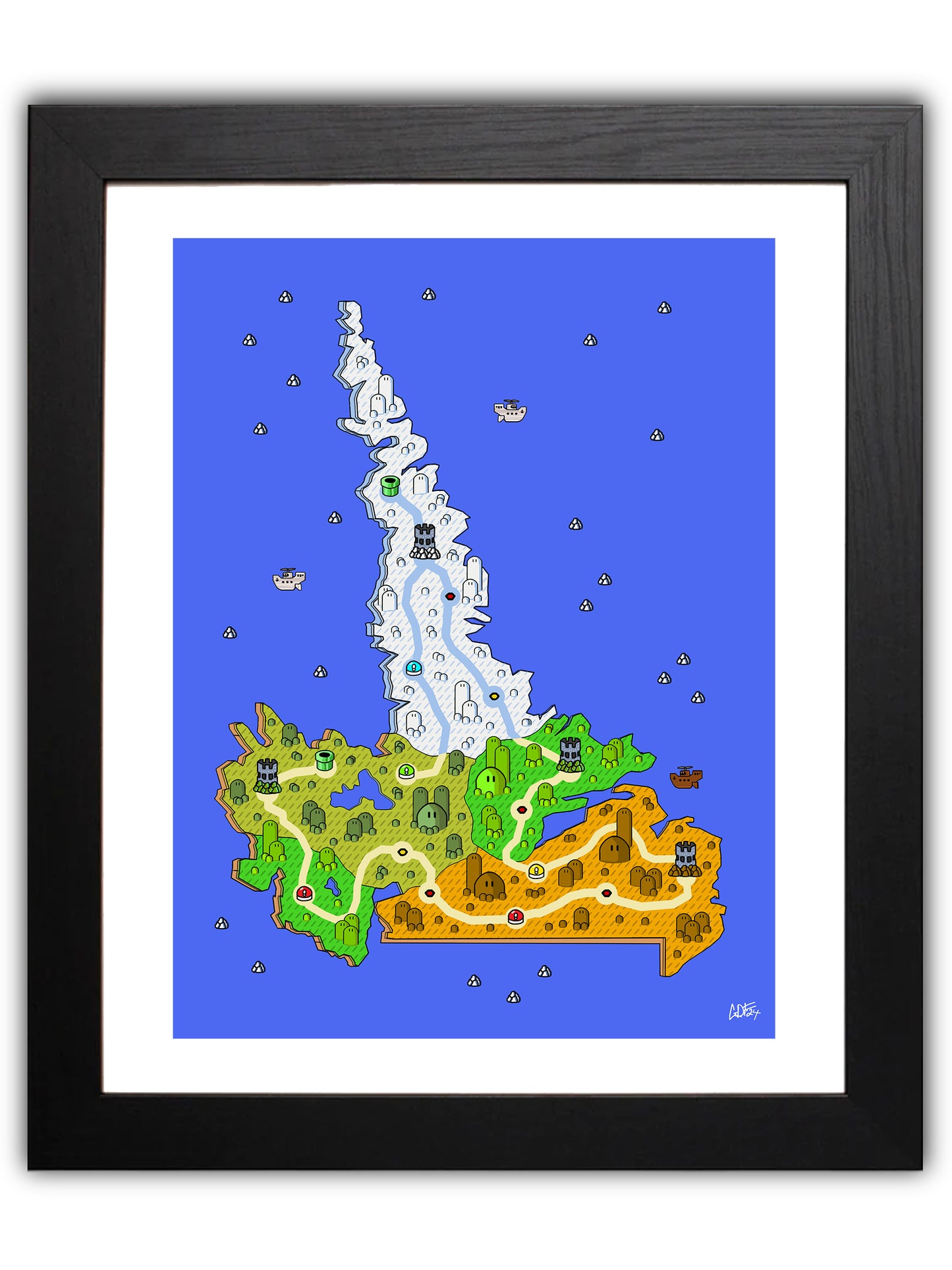 Labrador map with videogame icons