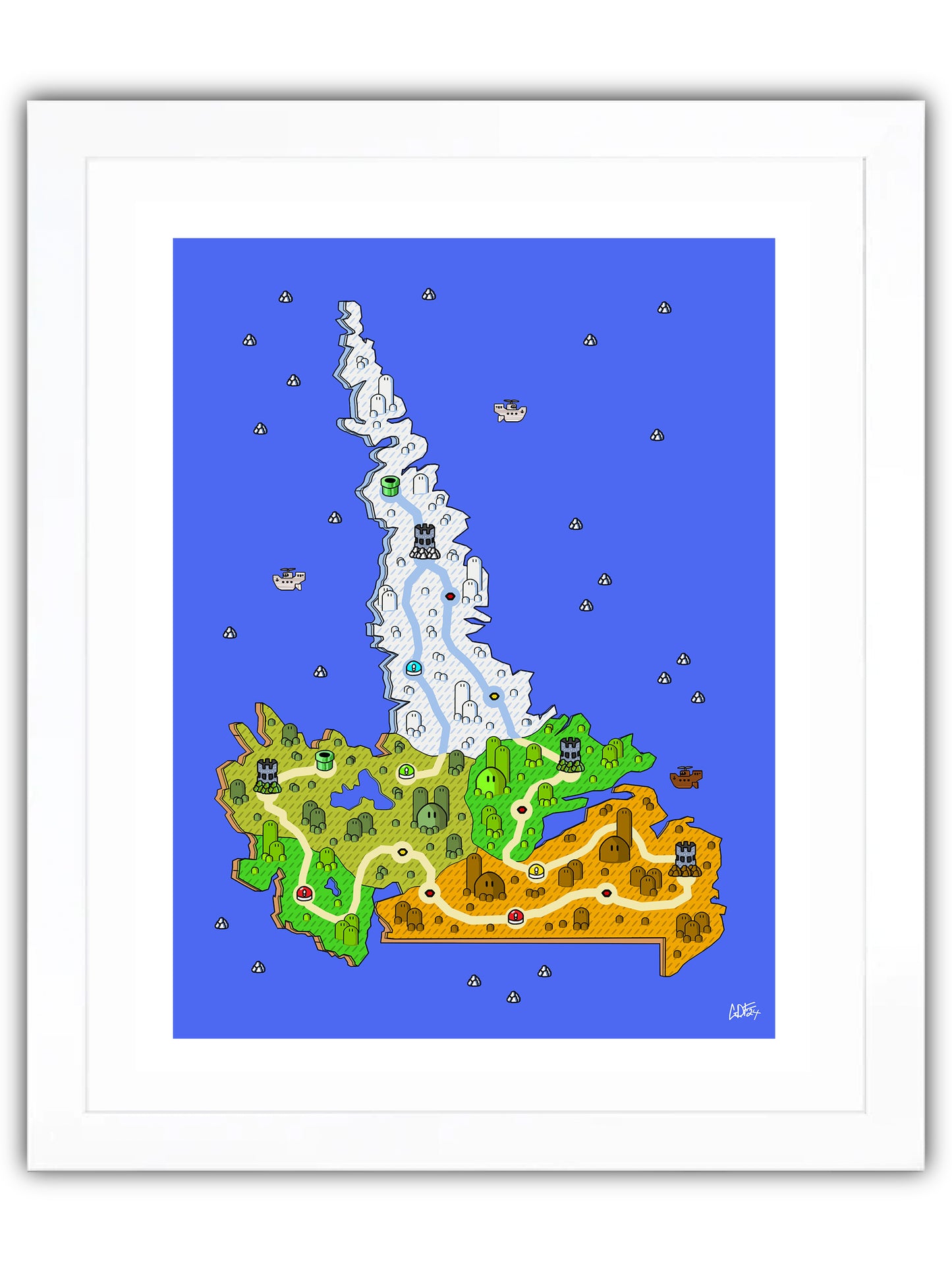 Labrador map with videogame icons