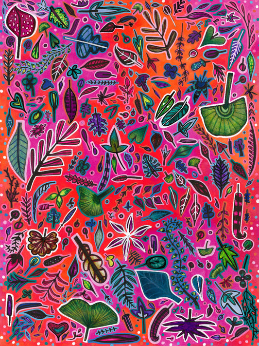 Pink abstract plants