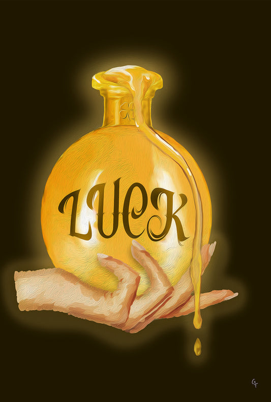 Hand holding luck potion