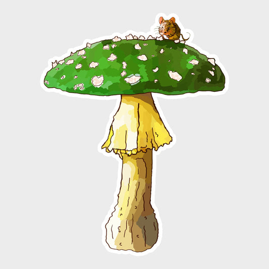 Green mushrrom with mouse