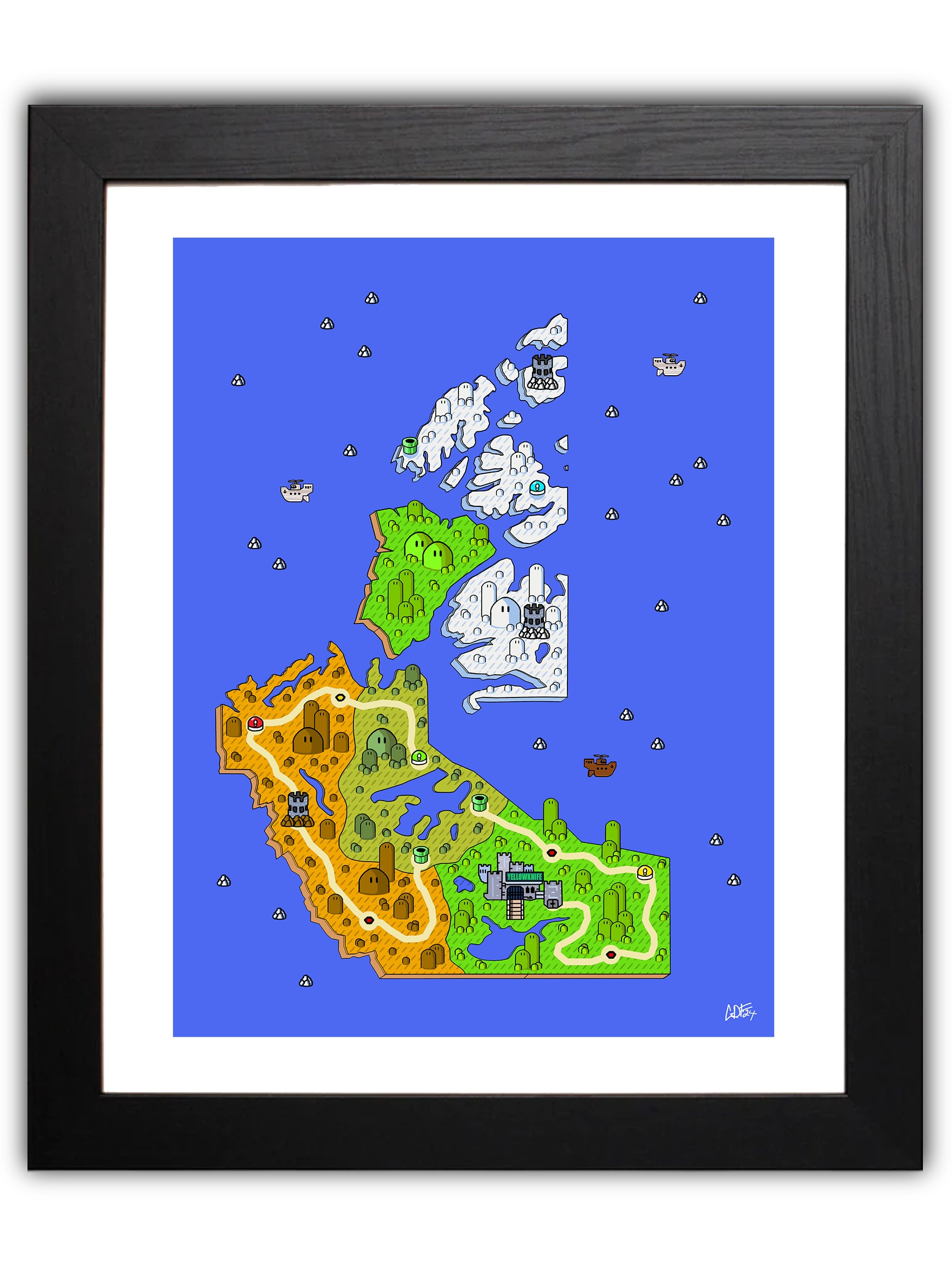 Northwest Territories map with videogame icons