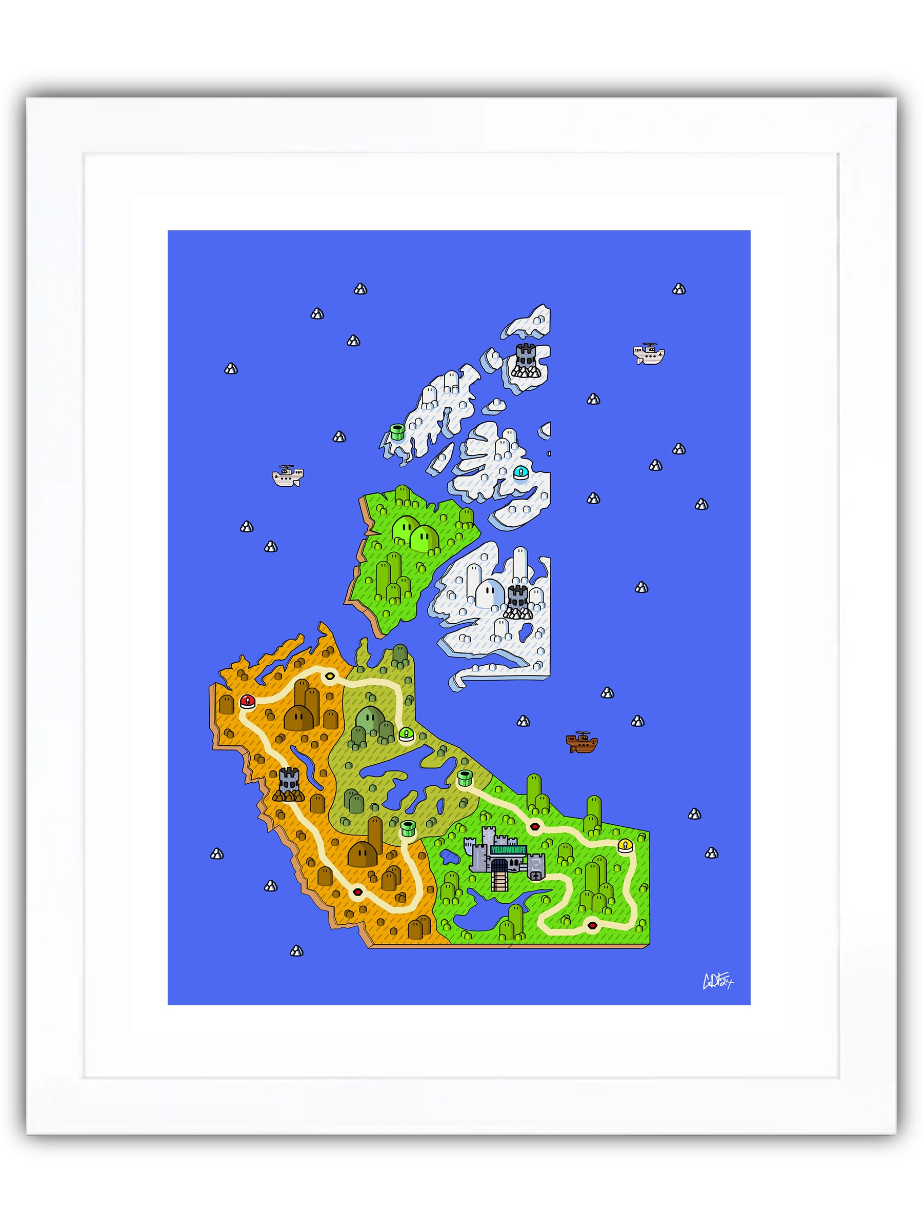 Northwest Territories map with videogame icons