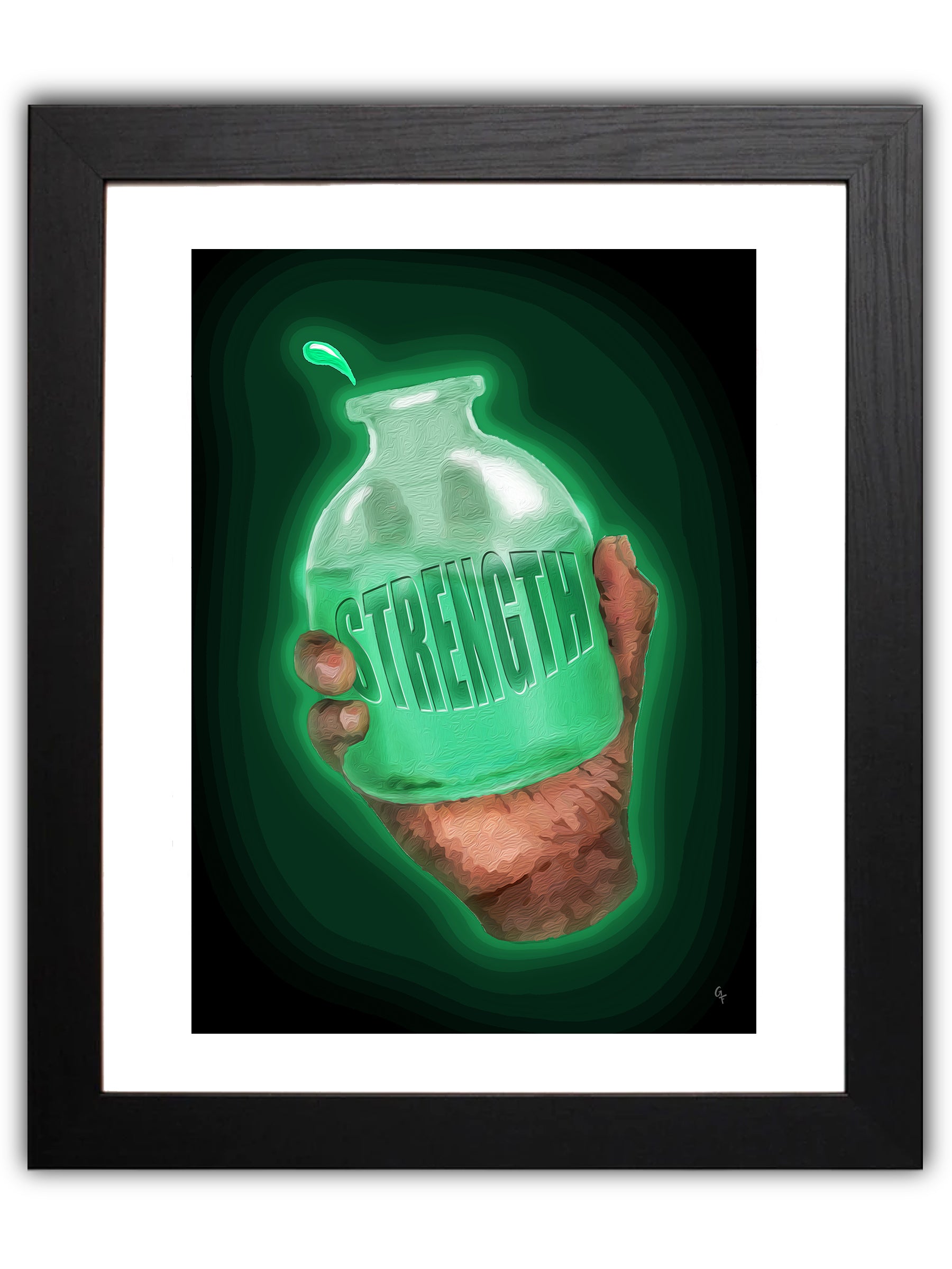 Hand holding strength potion