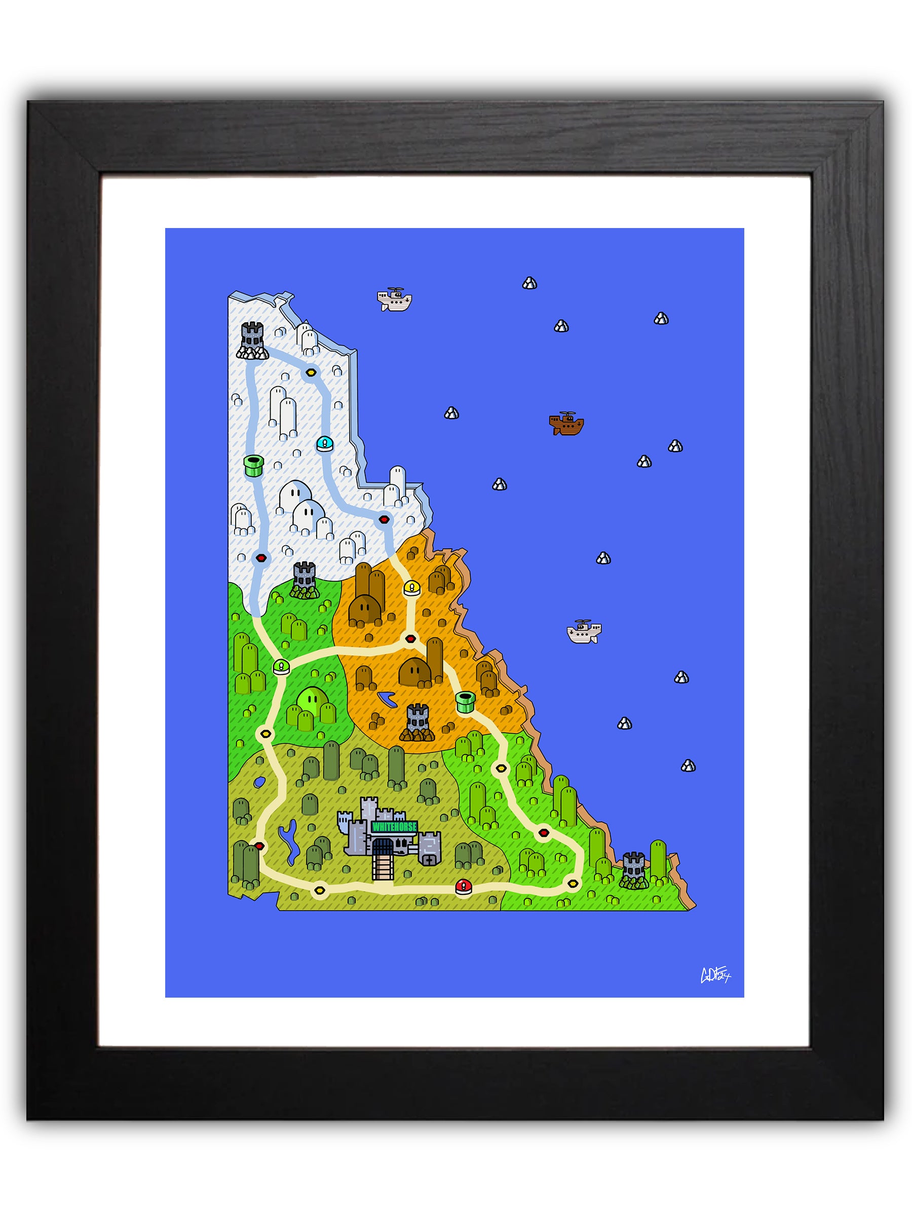 Yukon map with videogame icons
