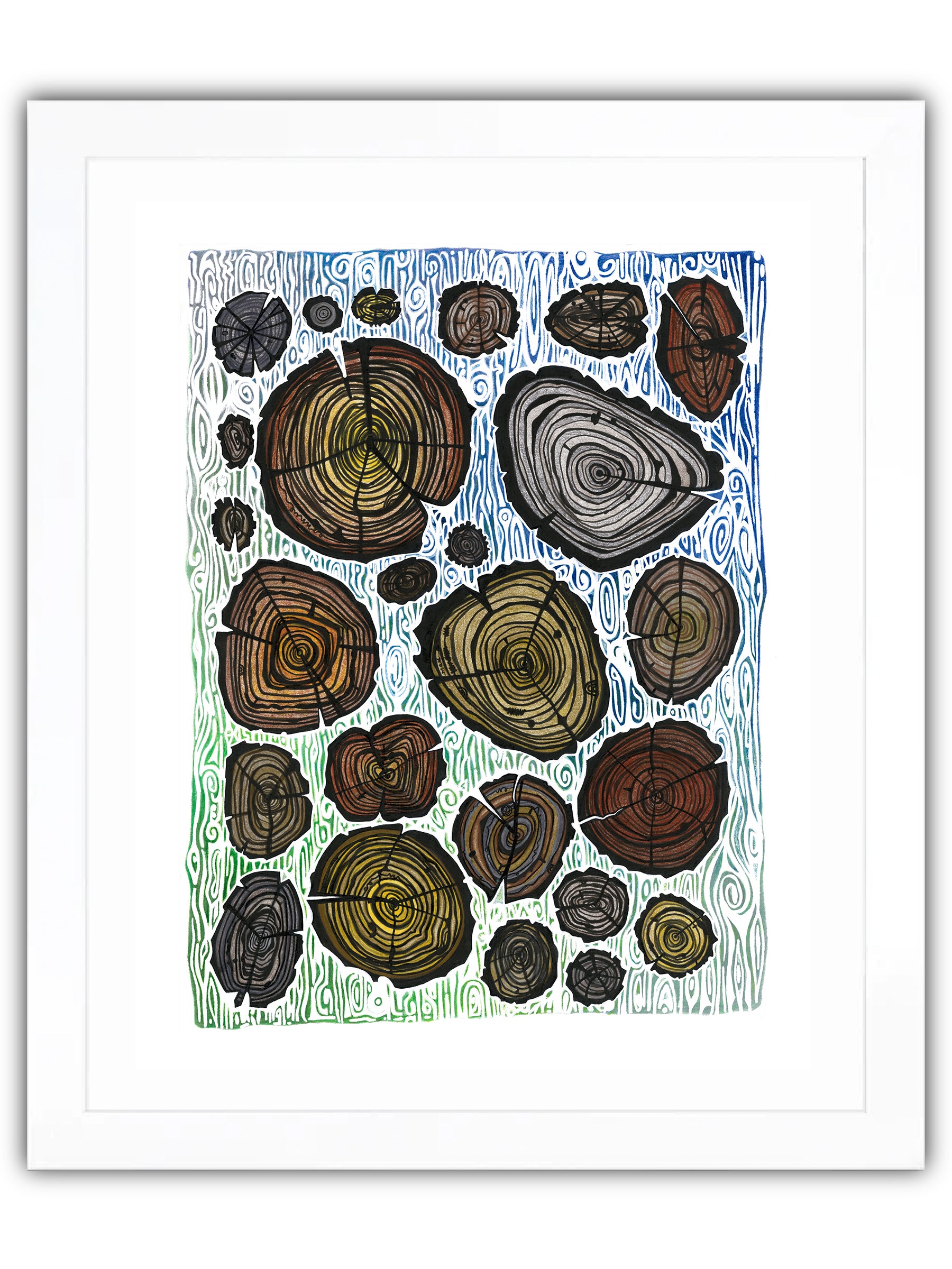 Top view of tree stumps