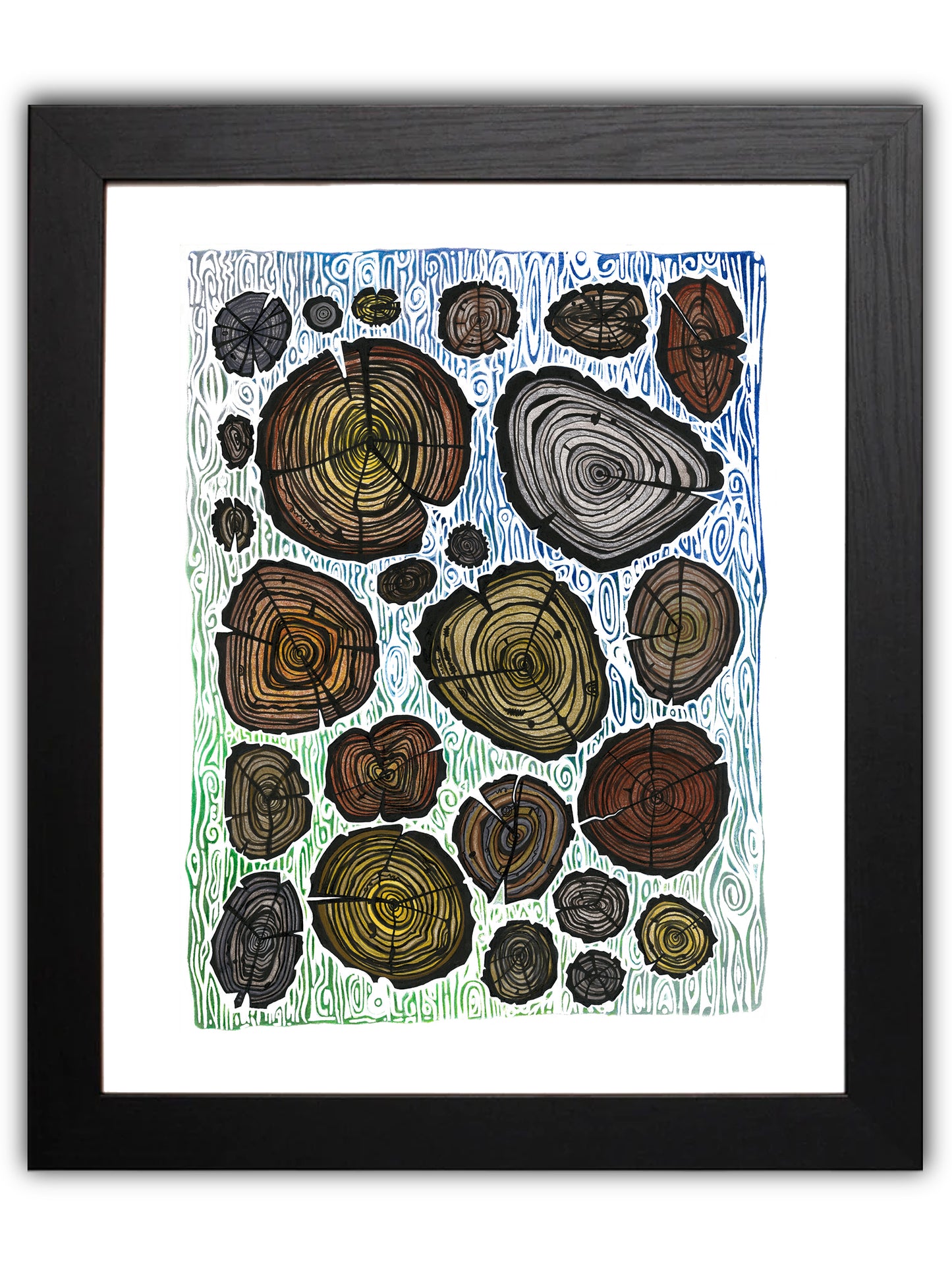 Top view of tree stumps
