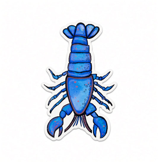Blue lobster vinyl sticker by Joy and Fury Art