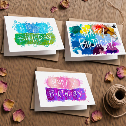 Happy Birthday greeting cards bundle product photo by Joy and Fury Art