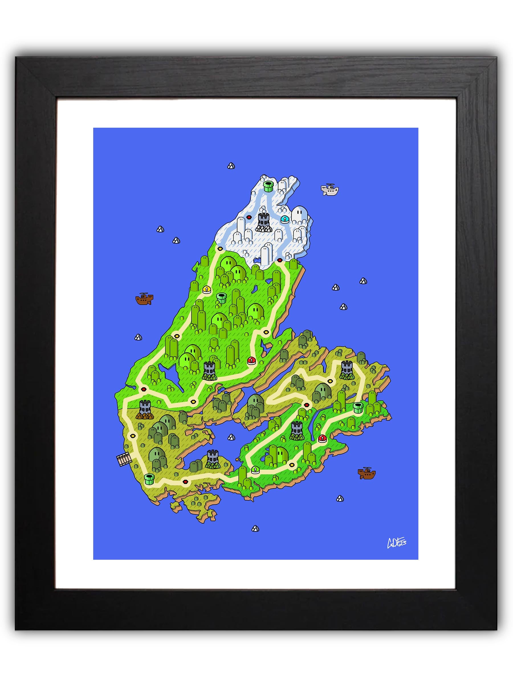 Cape Breton map with videogame icons