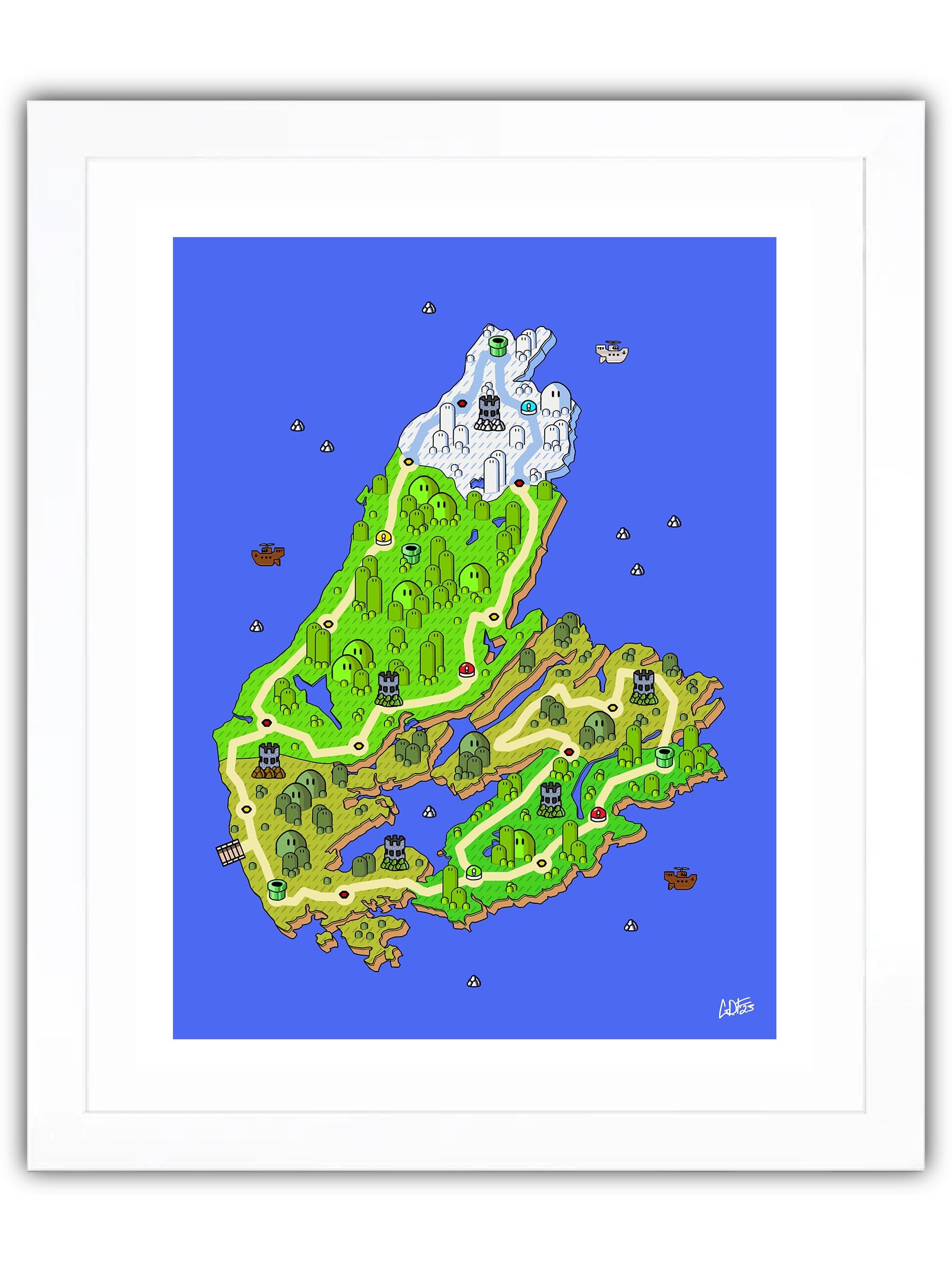 Cape Breton map with videogame icons