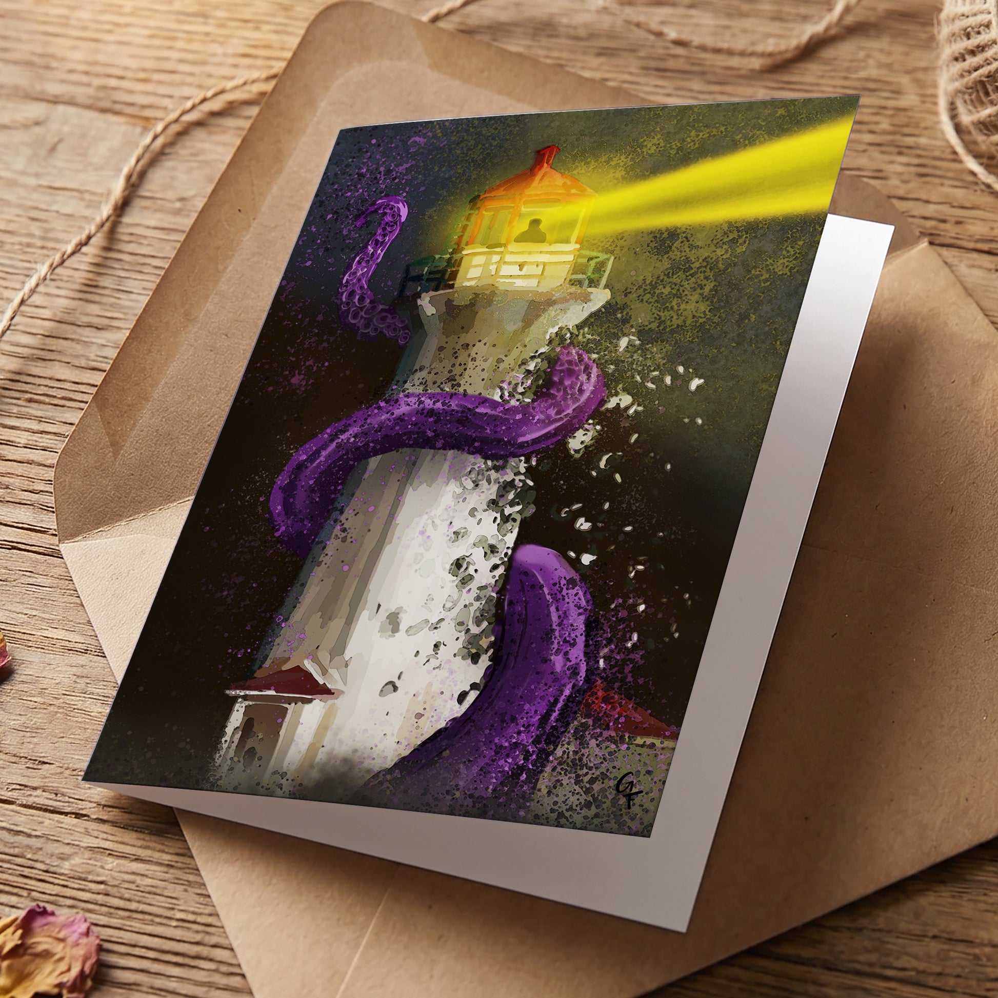 Attack On Georges Island greeting card by Joy and Fury Art with envelope