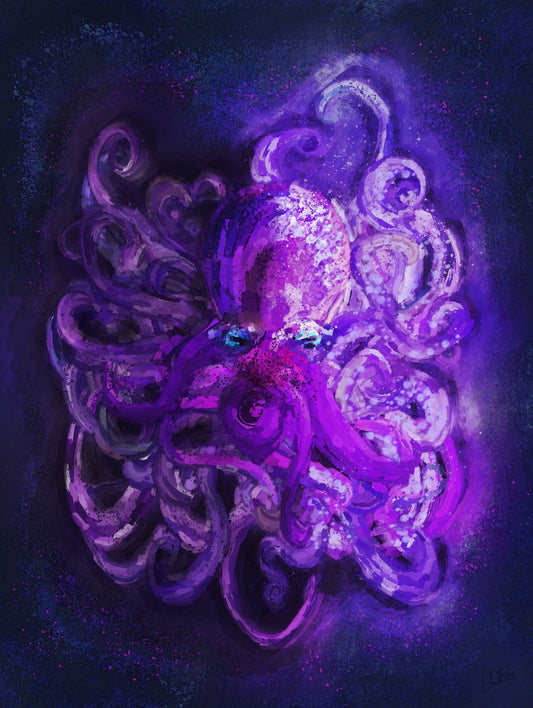 Purple octopus with many tentacles