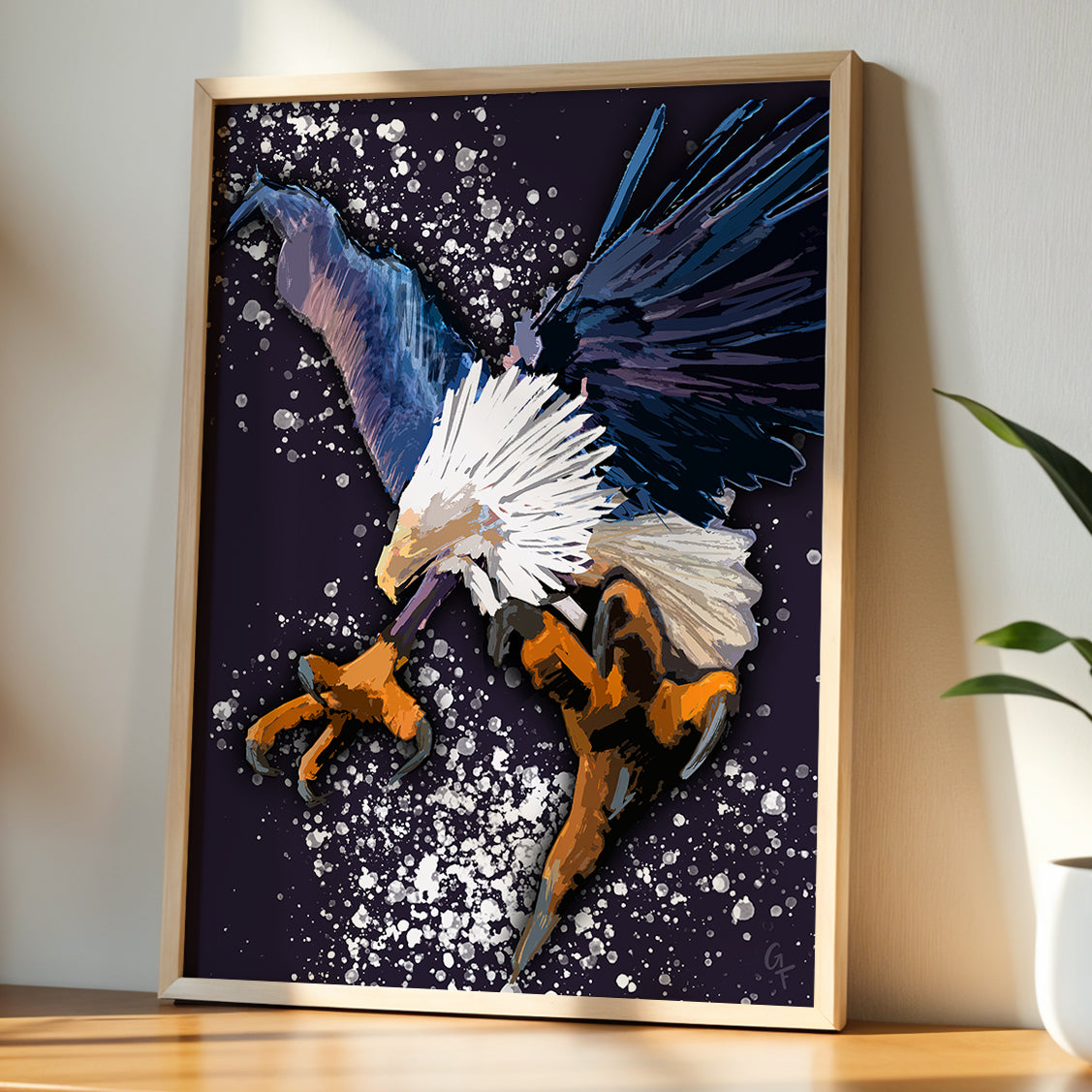 Framed Eagle Grasping print by Joy and Fury Art