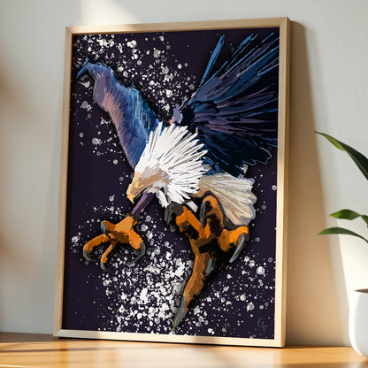 Framed Eagle Grasping print by Joy and Fury Art
