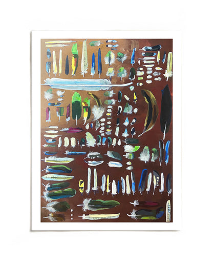Colorful feathers collection art print by Joy and Fury Art