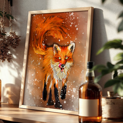 Framed Fox in Snow print by Joy and Fury Art