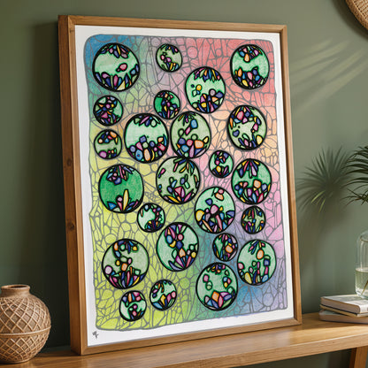 Framed Glass abstract print by Joy and Fury Art