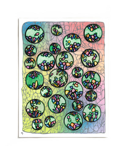 Abstract stained-glass circles art print by Joy and Fury Art