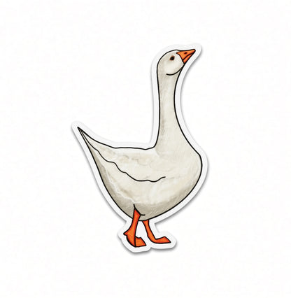White goose vinyl sticker by Joy and Fury Art