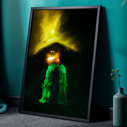 Framed Green Mustache print by Joy and Fury Art