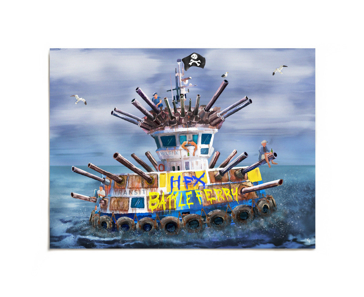 HFX Battle Ferry art print by Joy and Fury Art