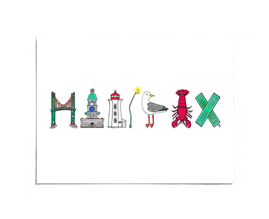 Halifax icons lettering art print by Joy and Fury Art