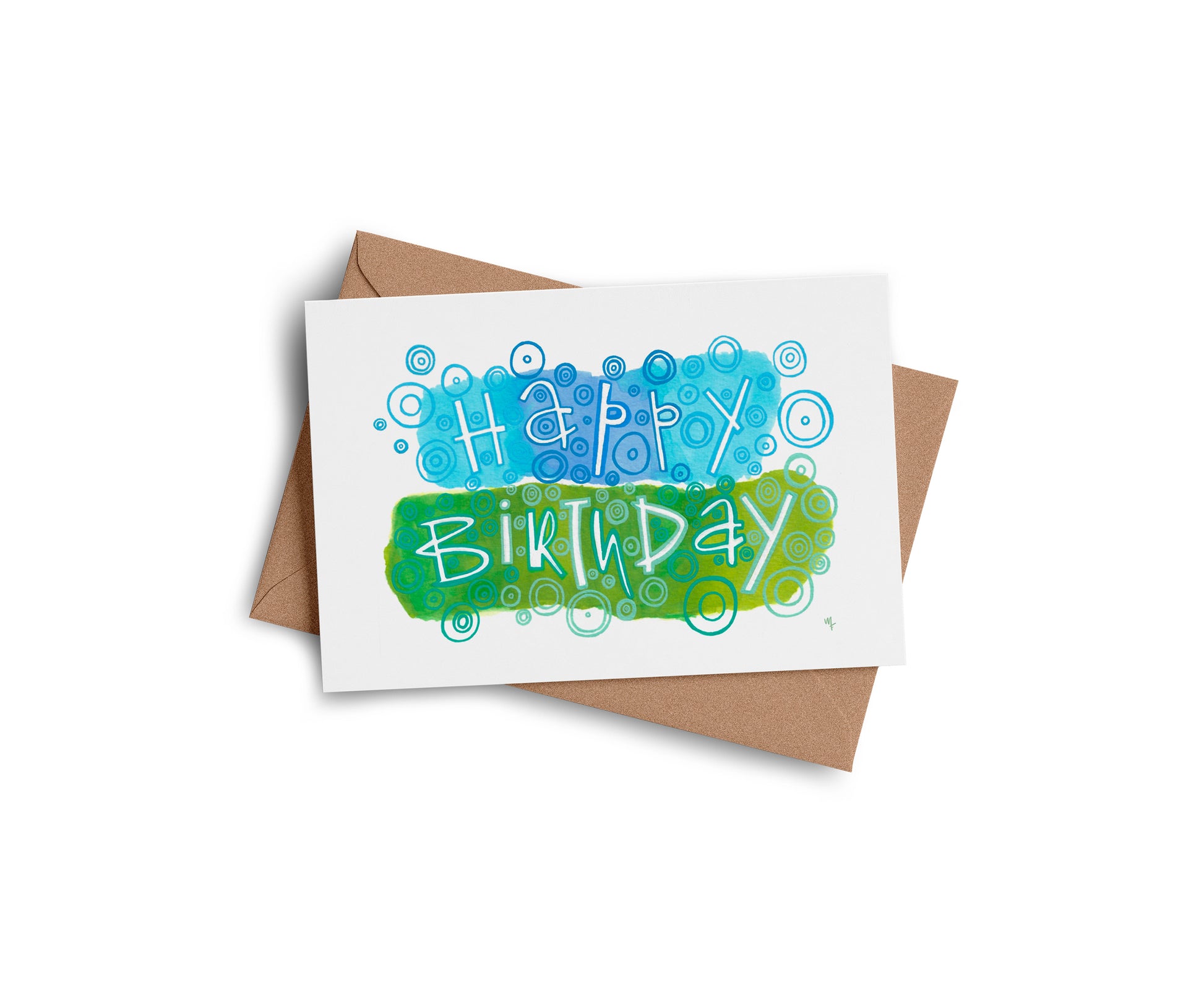 Happy Birthday blue greeting card by Joy and Fury Art
