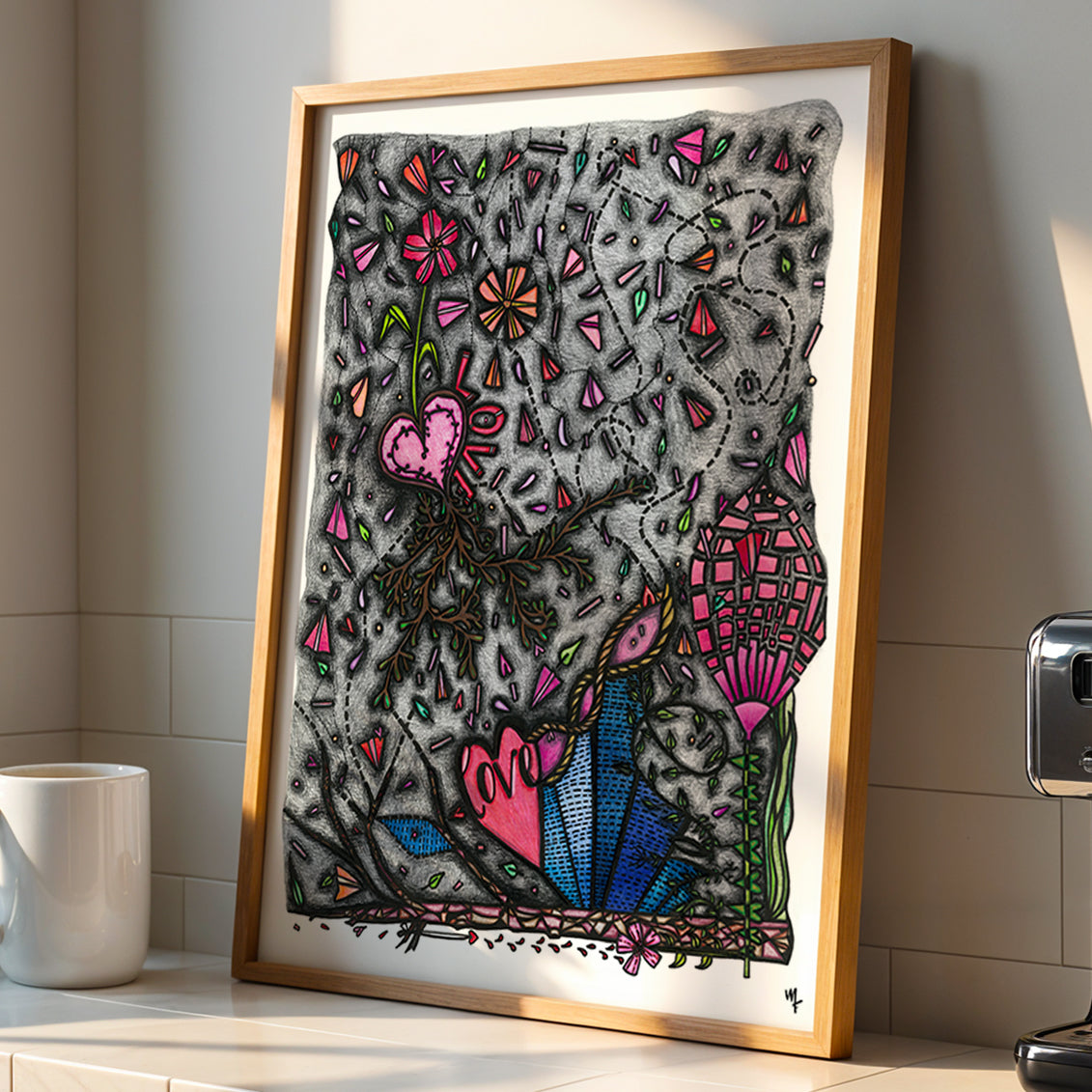 Framed Love print by Joy and Fury Art