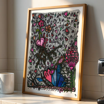 Framed Love print by Joy and Fury Art