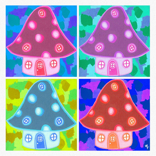 Four Mushroom houses