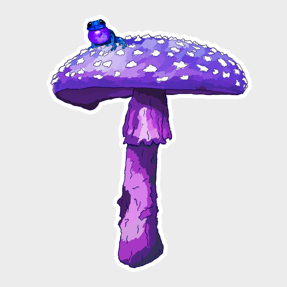 Purple mushrrom with frog