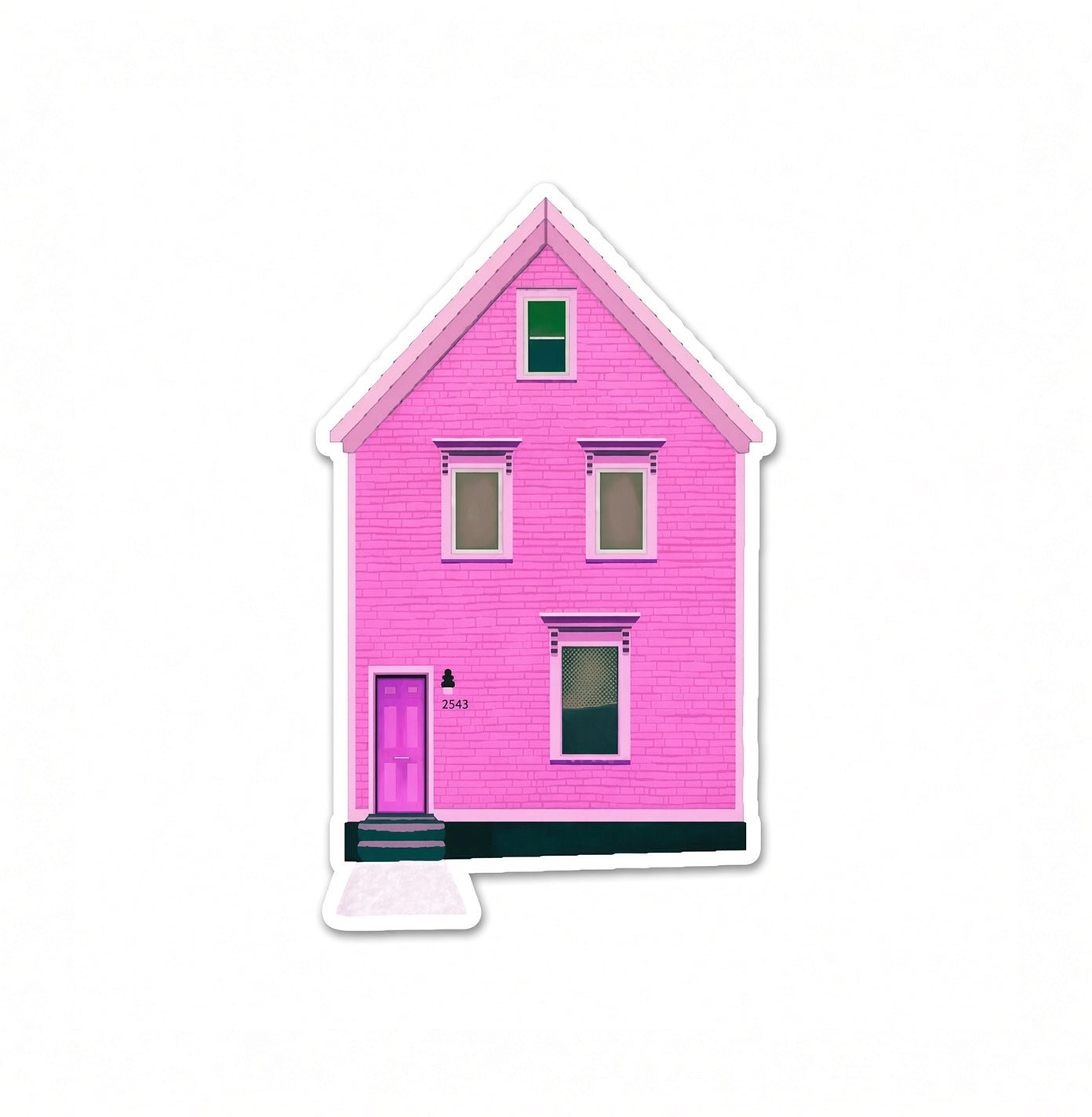 Pink house vinyl sticker by Joy and Fury Art