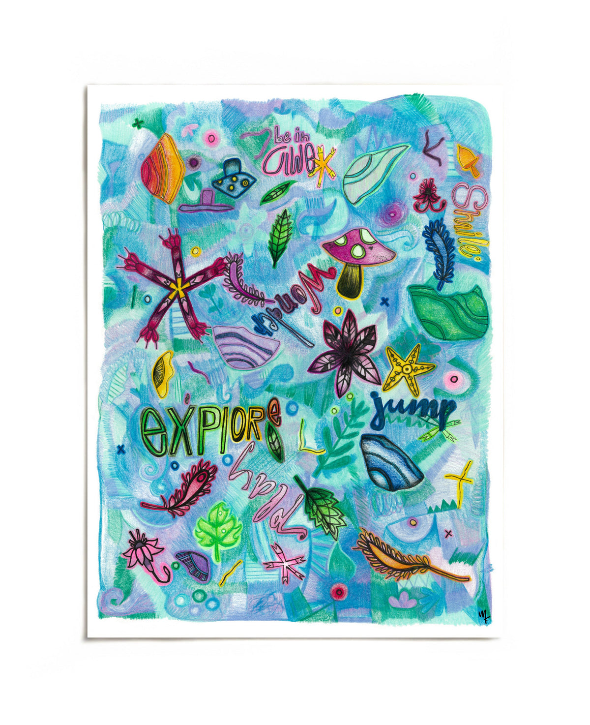 Play explore wonder collage art print by Joy and Fury Art