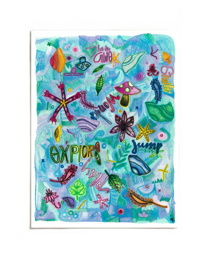 Play explore wonder collage art print by Joy and Fury Art