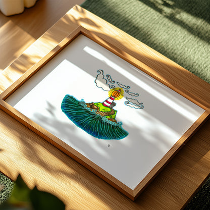 Framed Seaside Sun print by Joy and Fury Art