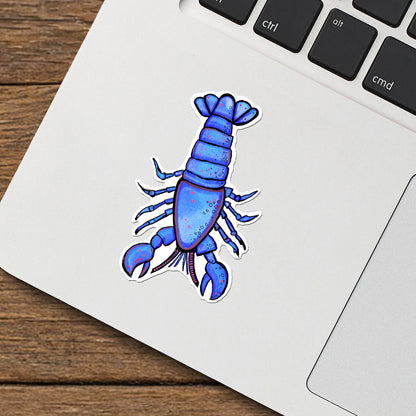 Blue Lobster vinyl sticker by Joy and Fury Art on a surface