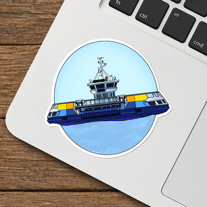 Ferry vinyl sticker by Joy and Fury Art on a surface